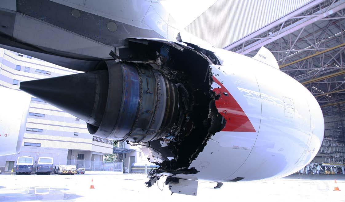 Qantas Flight 32 engine damage after uncontained failure